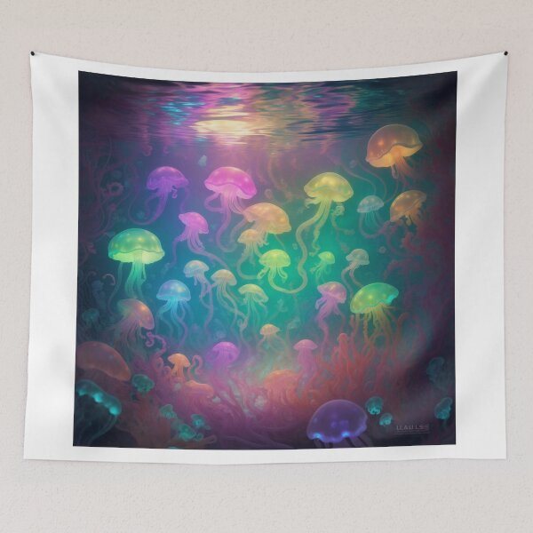 Item preview, Enchanting Underwater World: Vibrant Jellyfishes in Rainbow Colors designed and sold by RedArtG09.