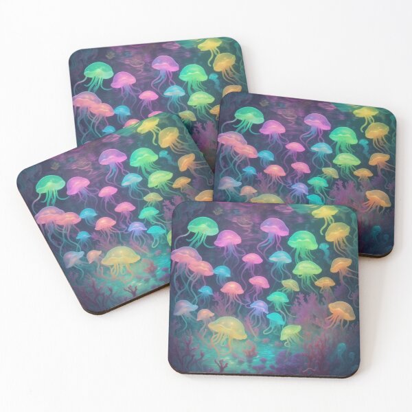Item preview, Captivating Glow: Realistic Jellyfishes Illuminated in Rainbow Hues designed and sold by RedArtG09.