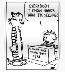 Calvin and Hobbes "A Swift Kick in the Butt" Comic Strip Poster
