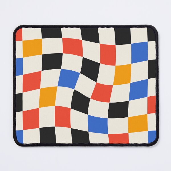 Item preview, Bauhaus Warped Checkerboard Red Orange Blue Black designed and sold by ahumbleconcept.