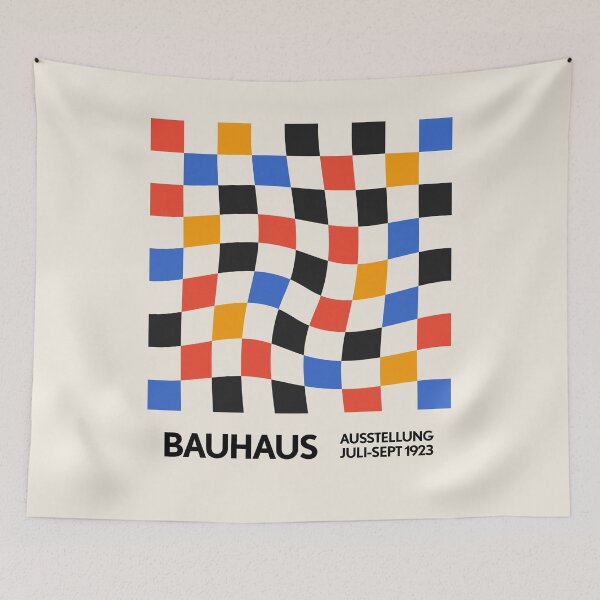 Item preview, Bauhaus Warped Checkerboard Red Orange Blue Black designed and sold by ahumbleconcept.
