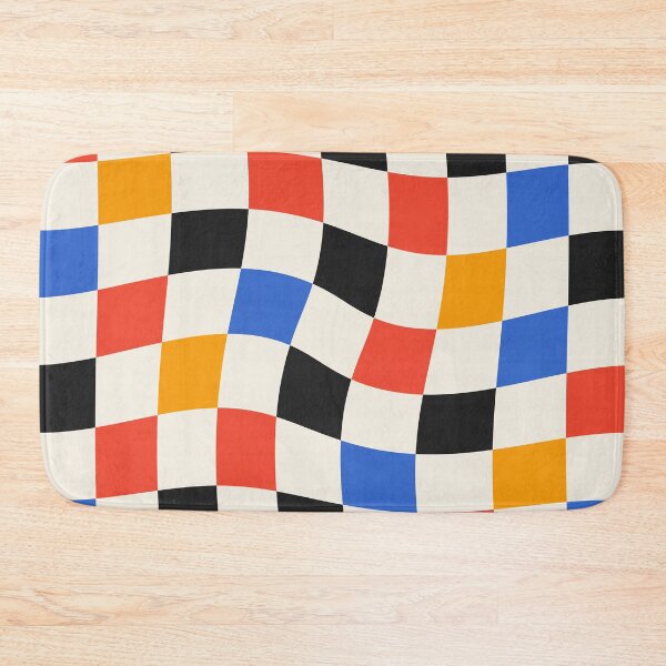 Item preview, Bauhaus Warped Checkerboard Red Orange Blue Black designed and sold by ahumbleconcept.