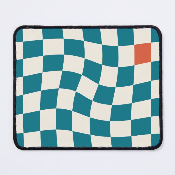 Item preview, Bauhaus Warped Checkerboard Turquoise Orange designed and sold by ahumbleconcept.