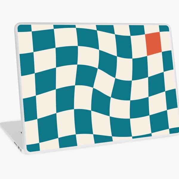 Item preview, Bauhaus Warped Checkerboard Turquoise Orange designed and sold by ahumbleconcept.