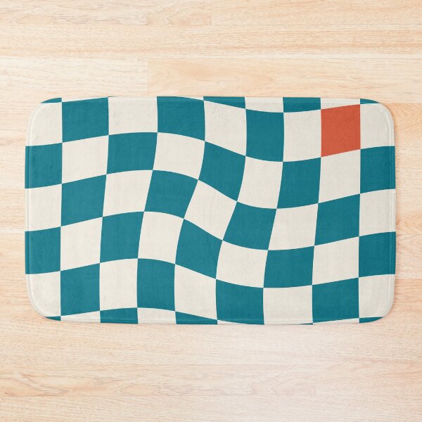 Item preview, Bauhaus Warped Checkerboard Turquoise Orange designed and sold by ahumbleconcept.
