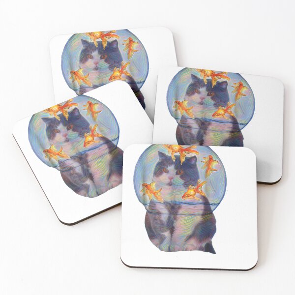 Item preview, Cat with Head Inside Fishbowl designed and sold by HowardMichalArt.
