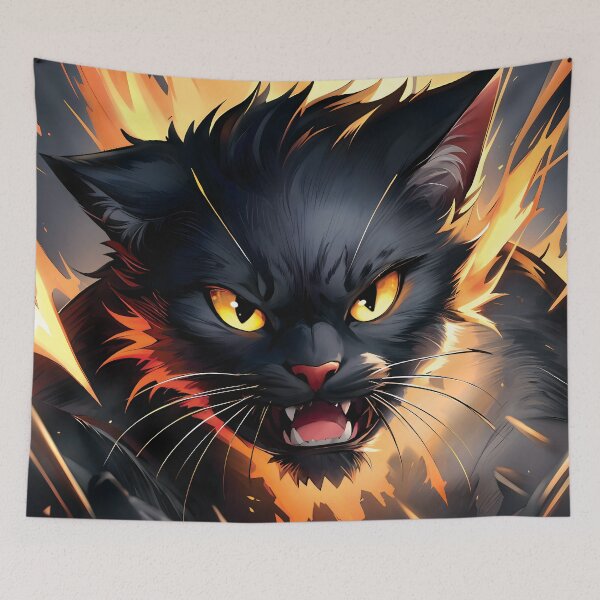 Item preview, Inferno's Fury - Fierce Black Cat  designed and sold by ByteyCreatives.
