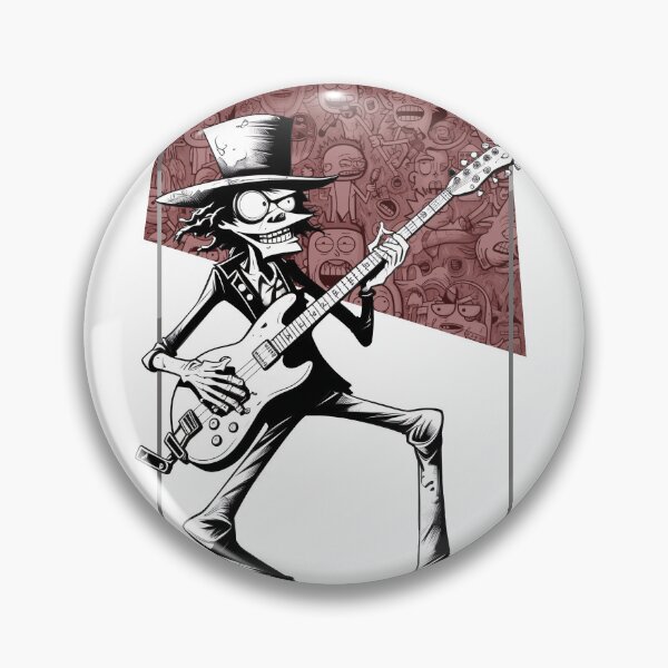 Item preview, Rock'n'Roll Sketch: Cool guitarist with top hat in black and white cartoon design designed and sold by utopio-art.