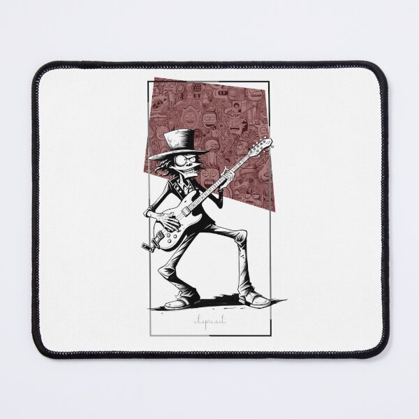 Item preview, Rock'n'Roll Sketch: Cool guitarist with top hat in black and white cartoon design designed and sold by utopio-art.