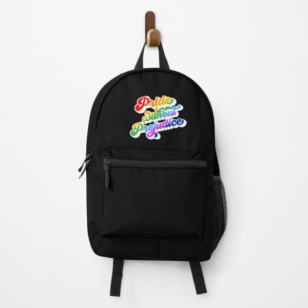 Item preview, Pride without Prejudice - groovy typography in rainbow colours on black to celebrate Pride/LGBTQ+ designed and sold by Dominiquevari.
