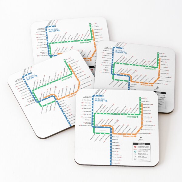 Item preview, San Diego Train Bus Metro Transport Map designed and sold by KALEIDOSCOPE UK.