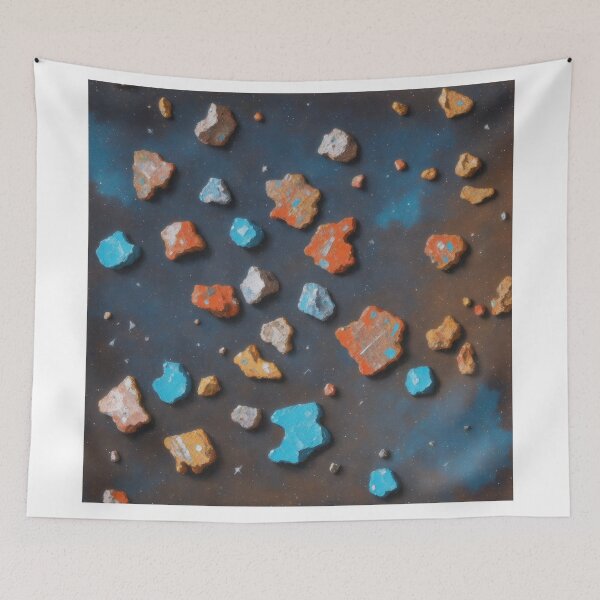 Aperçu de l'œuvre Abstract Cosmos: Dynamic Design with Vibrant Meteorite Fragments and a Starry Background créée et vendue par RedArtG09.