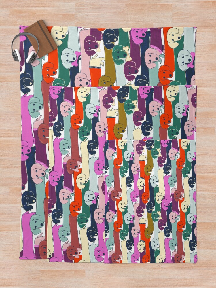 Thumbnail 5 of 6, Throw Blanket, colored dogs pattern designed and sold by ShowMeMars.
