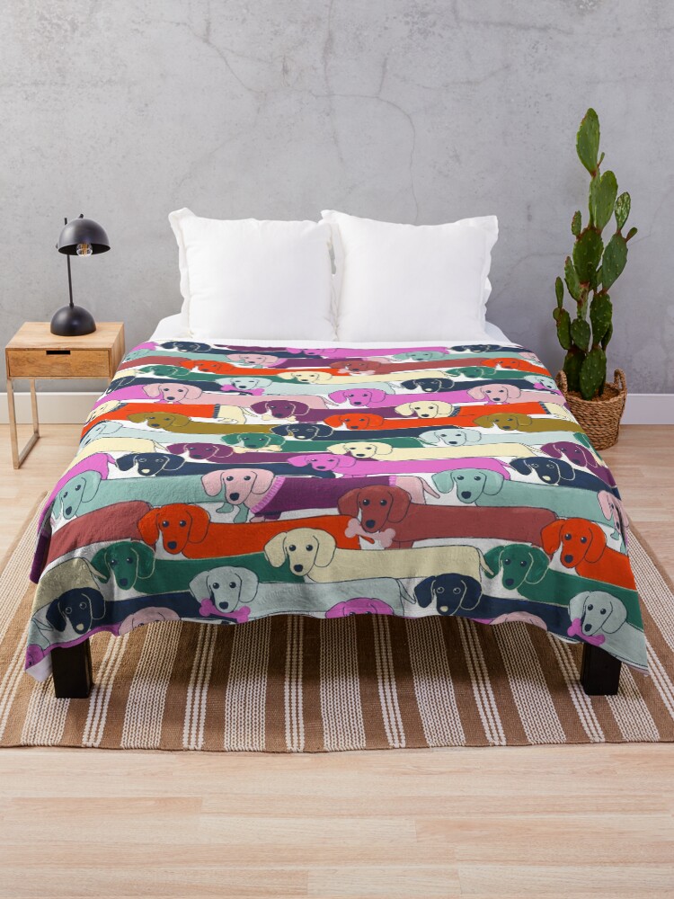 Thumbnail 1 of 6, Throw Blanket, colored dogs pattern designed and sold by ShowMeMars.