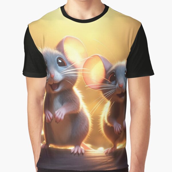 Vista previa del artículo con la obra «Two cute little mice on a sunny day. 3D rendering», diseñado y vendido por aiphotosart.