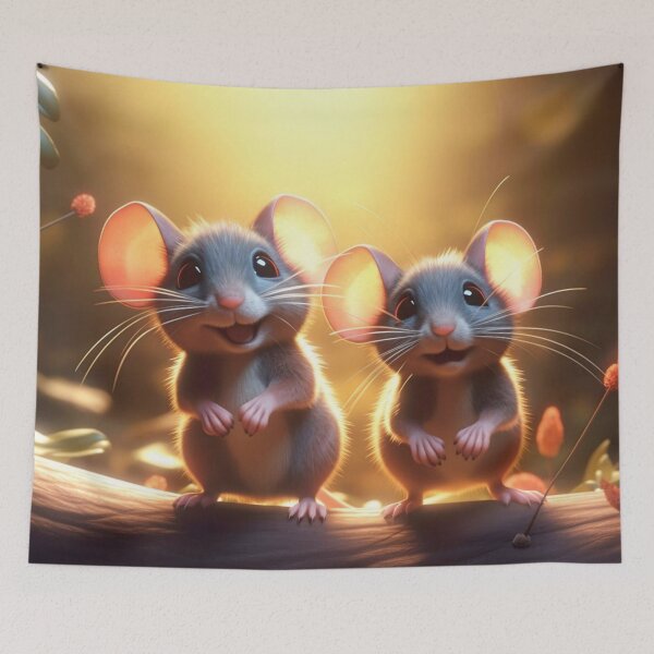 Item preview, Two cute little mice on a sunny day. 3D rendering designed and sold by aiphotosart.