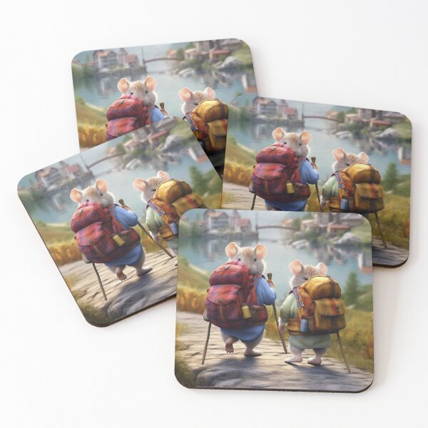 Item preview, Two rats on a walk in the mountains against the background of the village designed and sold by aiphotosart.