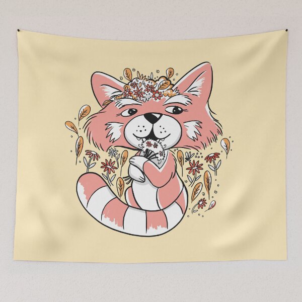 Item preview, red panda in the flowers designed and sold by jasmineberry.