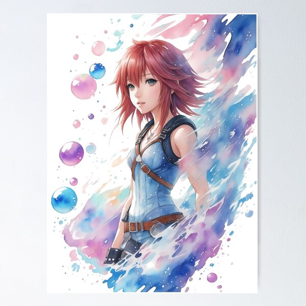 Vista previa del artículo con la obra «Arte de abanico de acuarela de Kairi Kingdom Hearts», diseñado y vendido por craftyartsdigi.