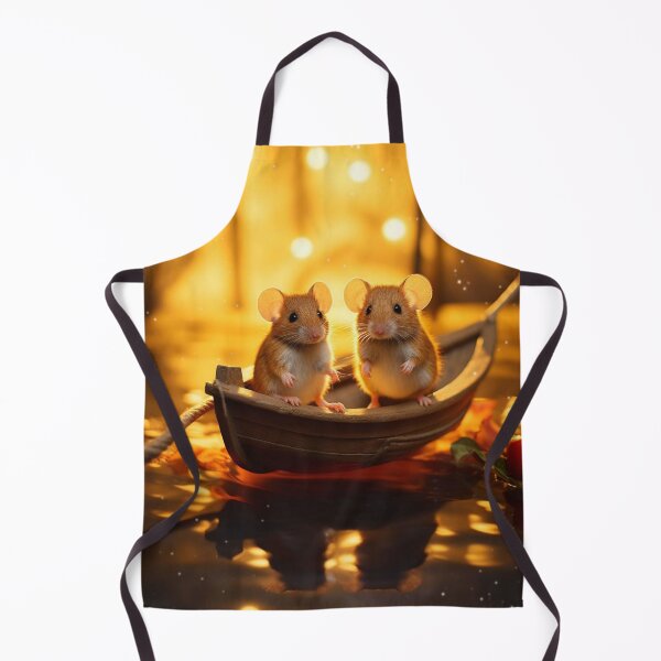 Artikelvorschau, Two little mice in a wooden boat on the background of the Christmas lights entworfen und verkauft von aiphotosart.