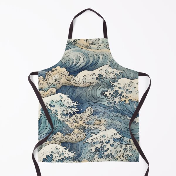 Item preview, Seamless Japanese Wave Pattern - Highly Detailed Aquamarine Illustration designed and sold by stateofhuman.