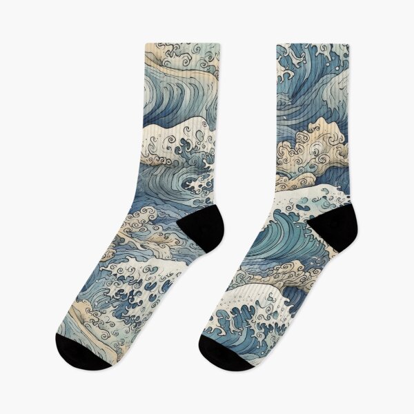 Item preview, Seamless Japanese Wave Pattern - Highly Detailed Aquamarine Illustration designed and sold by stateofhuman.