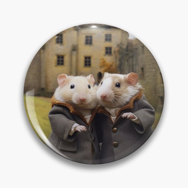 Artikelvorschau, Two white and brown rats in a coat on the background of an old castle entworfen und verkauft von aiphotosart.