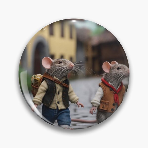 Artikelvorschau, Two rats are walking on the cobblestone street in the village entworfen und verkauft von aiphotosart.