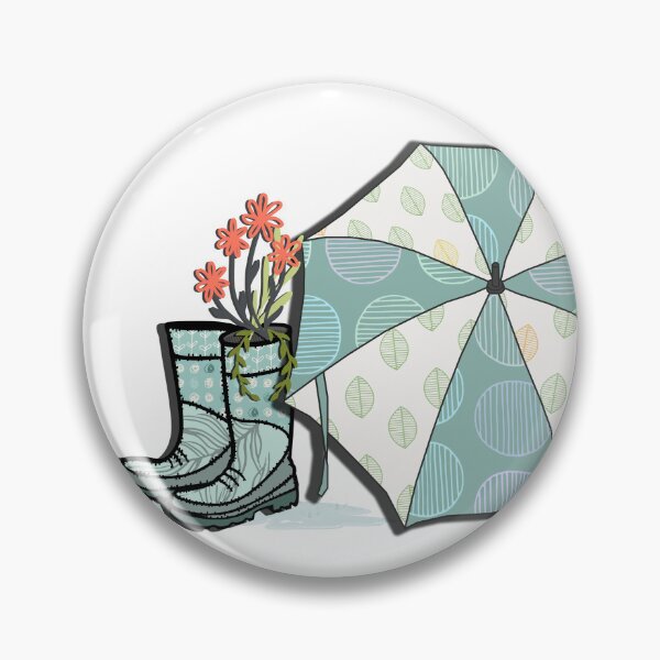 Item preview, cute wild flowers in rain boots and umbrella designed and sold by shirayu.