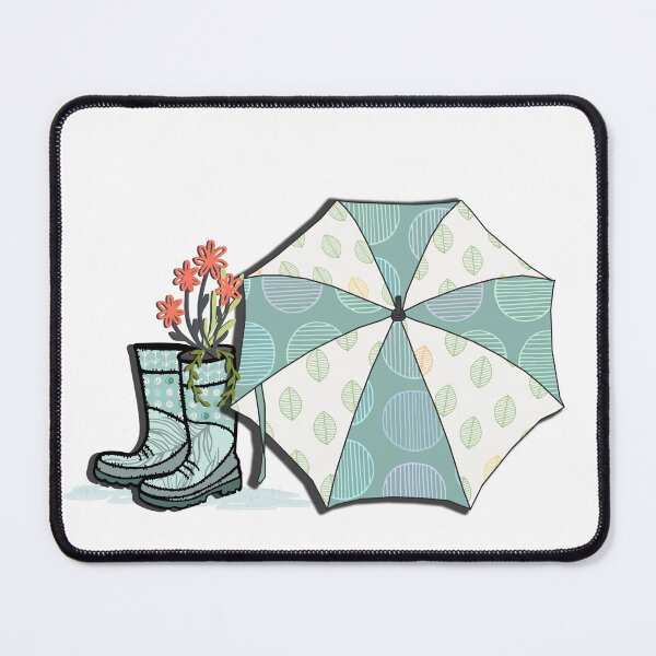 Item preview, cute wild flowers in rain boots and umbrella designed and sold by shirayu.