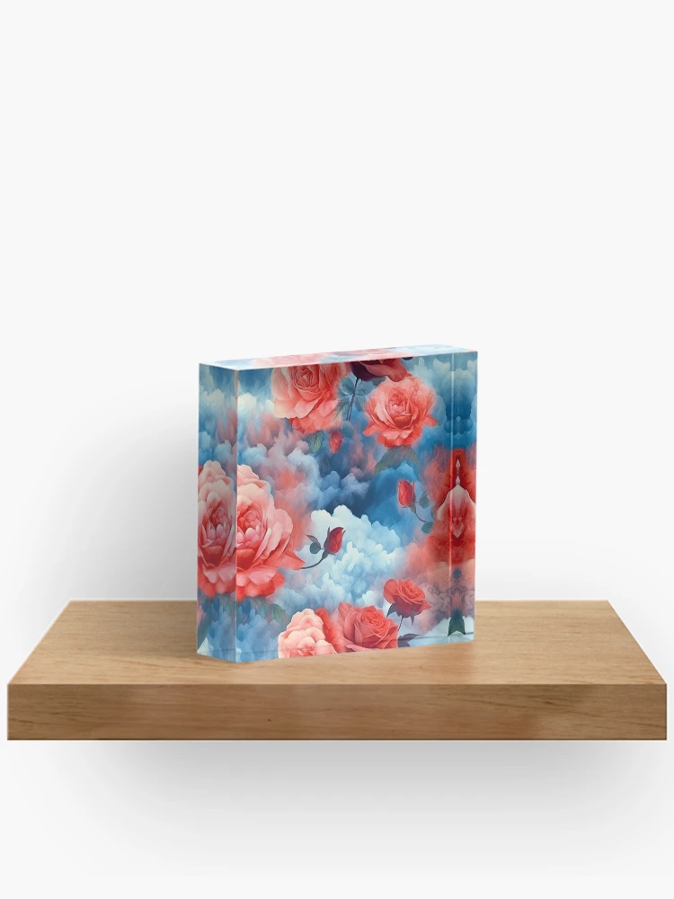 Aperçu 2 sur 5. Bloc acrylique avec l'œuvre Classiques - Roses Minuit Roses et Rouges créée et vendue par FutureImaging.