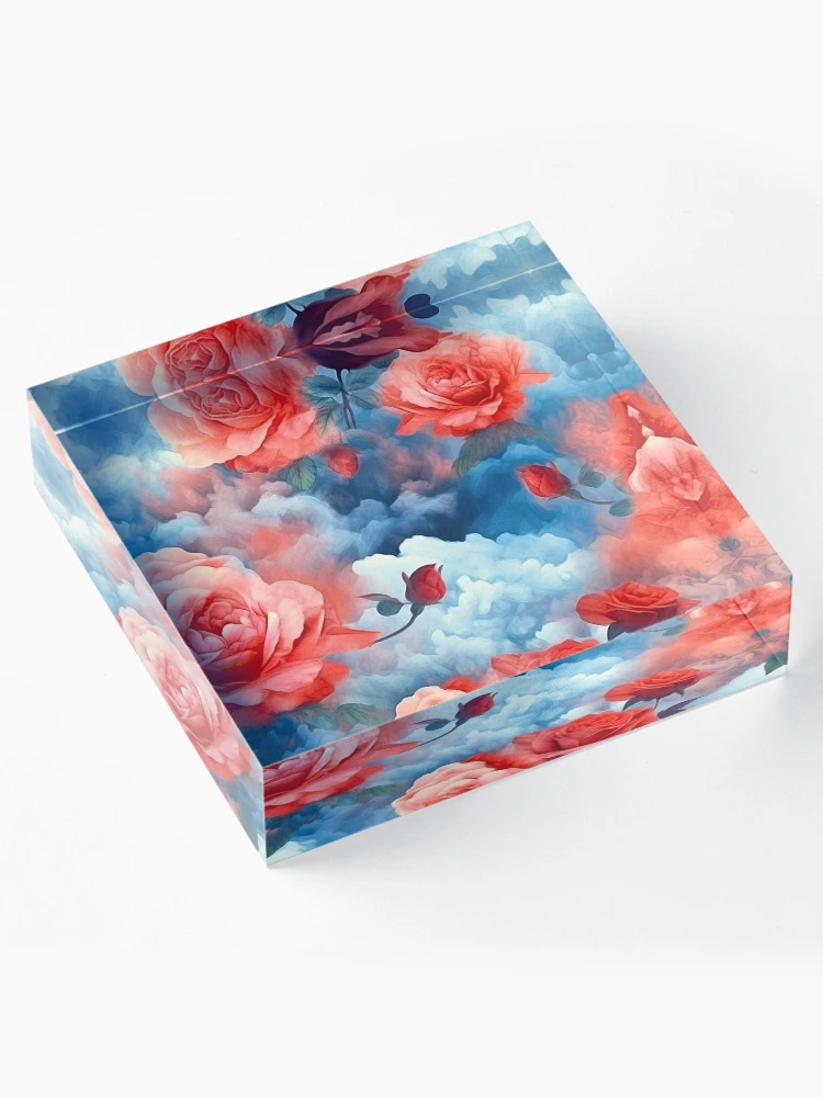 Aperçu 4 sur 5. Bloc acrylique avec l'œuvre Classiques - Roses Minuit Roses et Rouges créée et vendue par FutureImaging.