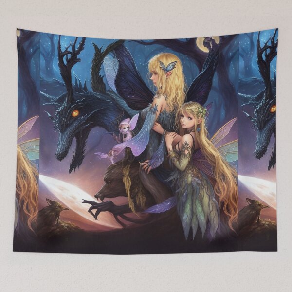 Item preview, Fantasy Pixies and Fey Folk Fairies beautiful poster artwork designed and sold by Vintage Designs +.