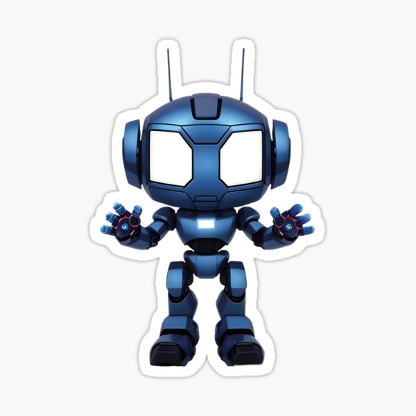 Blue Robot with Antennas - Unique and Fun Design for Tech Lovers Sticker
