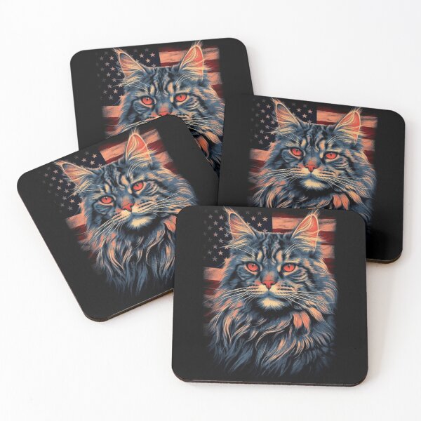 Item preview, Patriotic Maine Coon - Flag in Background designed and sold by ZenEverAI.
