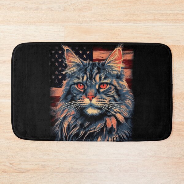 Item preview, Patriotic Maine Coon - Flag in Background designed and sold by ZenEverAI.
