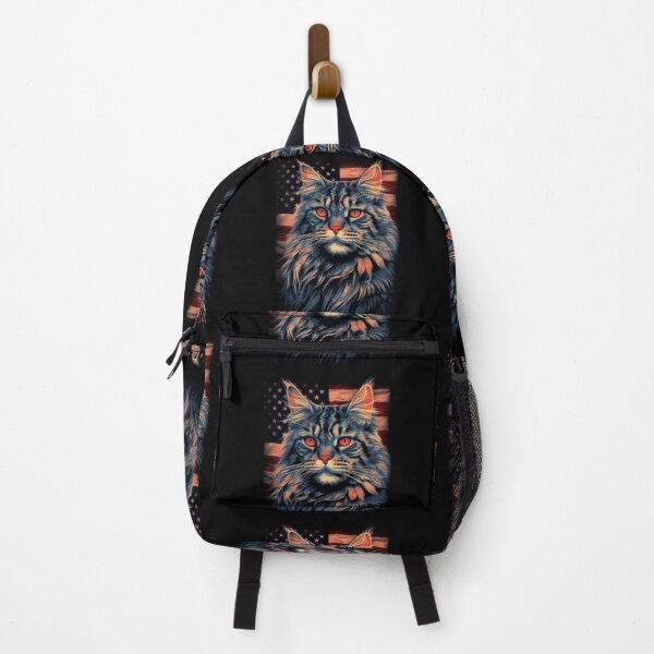 Item preview, Patriotic Maine Coon - Flag in Background designed and sold by ZenEverAI.