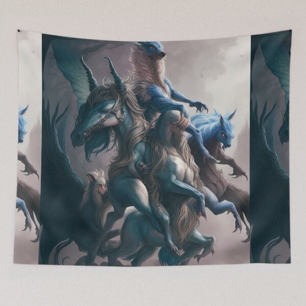 Item preview, The Flight of the Kelpies beautiful abstract poster artwork designed and sold by Vintage Designs +.