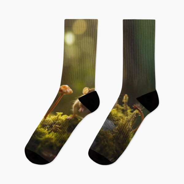 Item preview, Cute little mice on moss in the forest. Selective focus. designed and sold by aiphotosart.