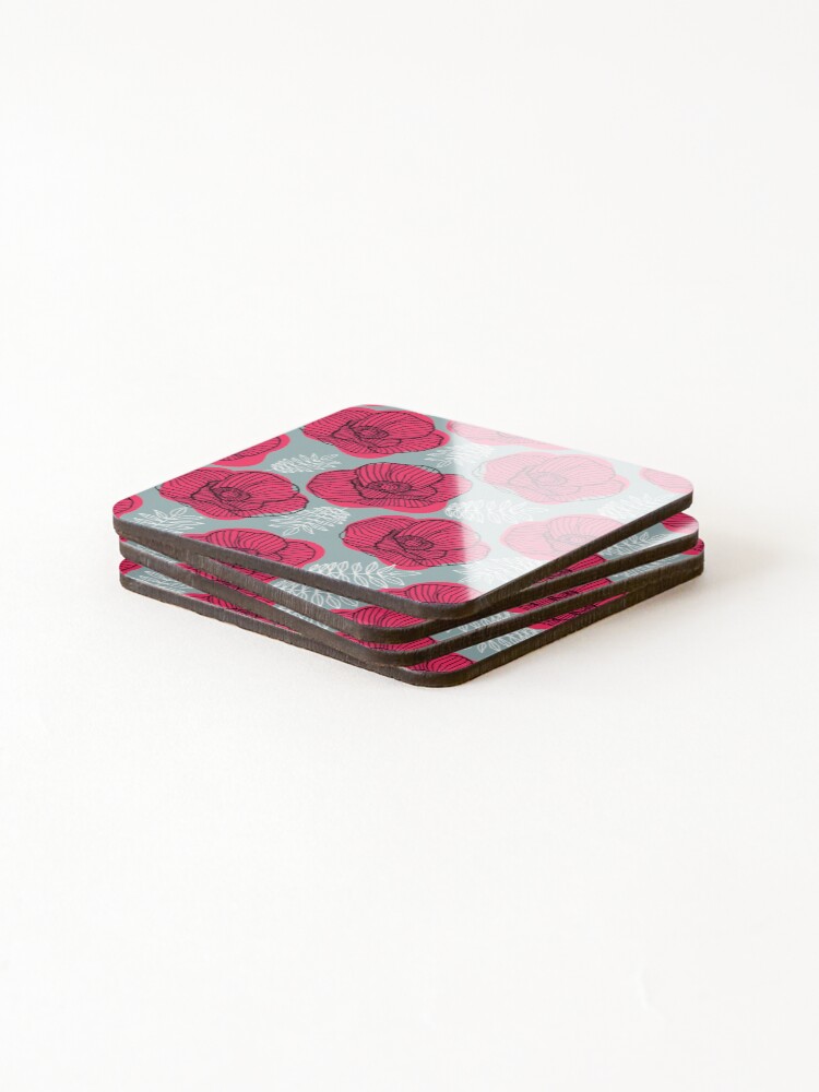 Thumbnail 4 of 5, Coasters (Set of 4), Rose Pattern designed and sold by KunciIsKey.