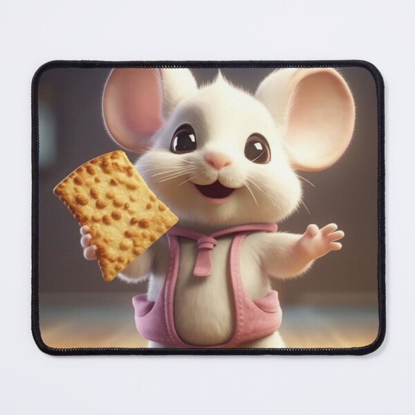 Artikelvorschau, Cute white mouse with cookies on wooden floor, soft light effect entworfen und verkauft von aiphotosart.