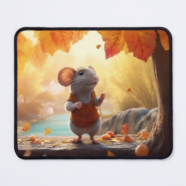 Item preview, White rat in a sweater on the background of autumn trees and falling leaves designed and sold by aiphotosart.