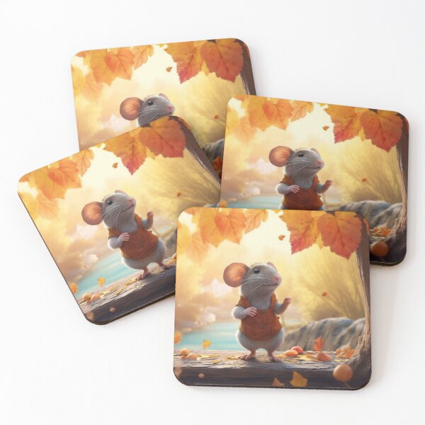Item preview, White rat in a sweater on the background of autumn trees and falling leaves designed and sold by aiphotosart.