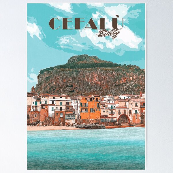 Item preview, Travel poster, Cefalu, Sicily, Italy designed and sold by Minuitvagabond.