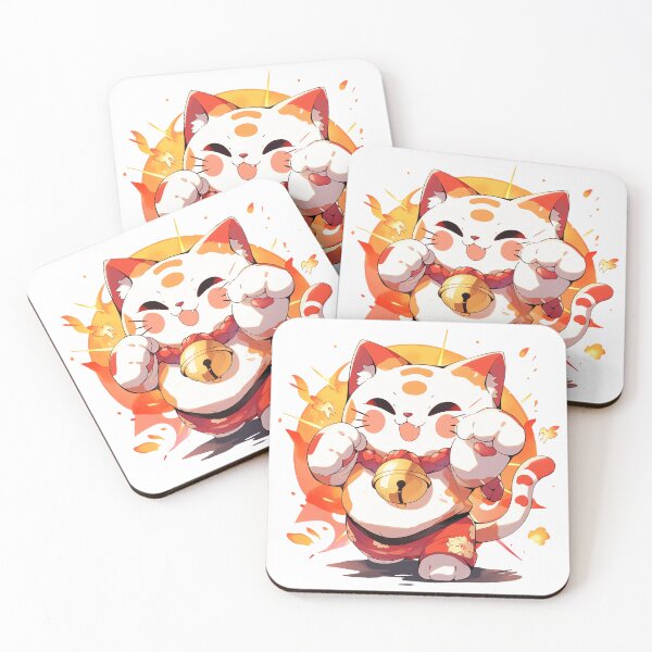 Item preview, Cute Kawaii Fire Manekineko Cat designed and sold by CozyKawaiiArt.