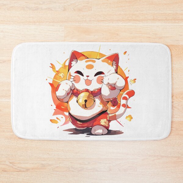 Item preview, Cute Kawaii Fire Manekineko Cat designed and sold by CozyKawaiiArt.