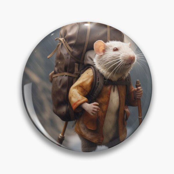 Artikelvorschau, Funny rat in the raincoat with a backpack on the rock entworfen und verkauft von aiphotosart.