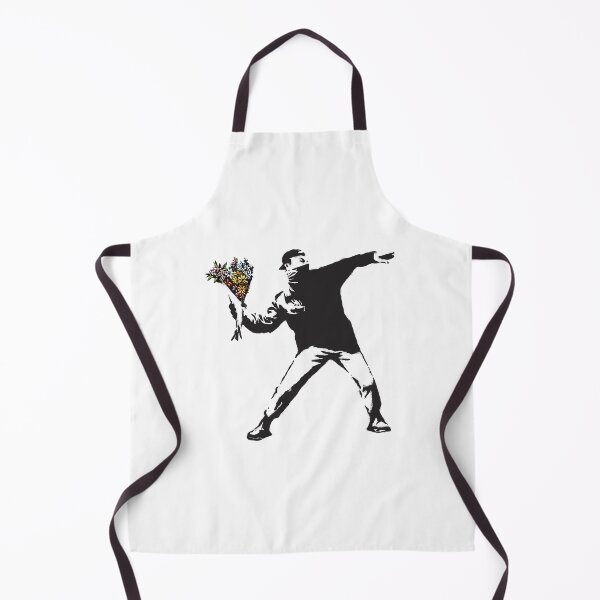 Item preview, Banksy graffiti Protest anarchist throwing flowers Thrower Make Art not war on white background HD H designed and sold by ElizabethasTiff.