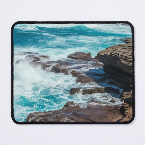 Item preview, Turquoise Ocean Waves Cliffside Shore Bliss designed and sold by Fragpop.