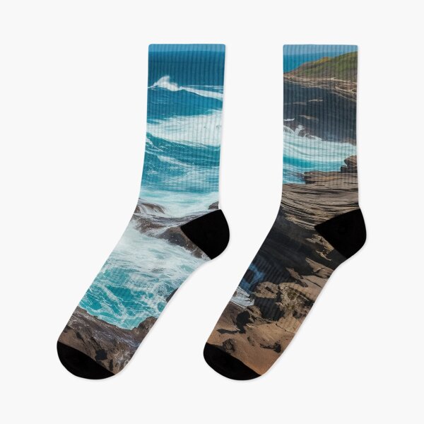 Item preview, Turquoise Ocean Waves Cliffside Shore Bliss designed and sold by Fragpop.
